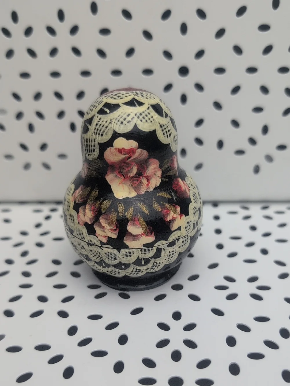 Hand-Painted Black Wooden Matryoshka Nesting Dolls
